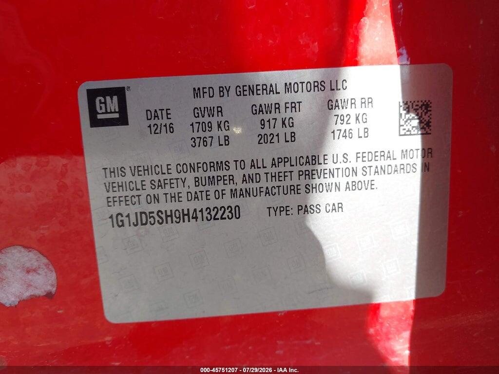 1G1JD5SH9H4132230 2017 CHEVROLET SONIC photo no. 9