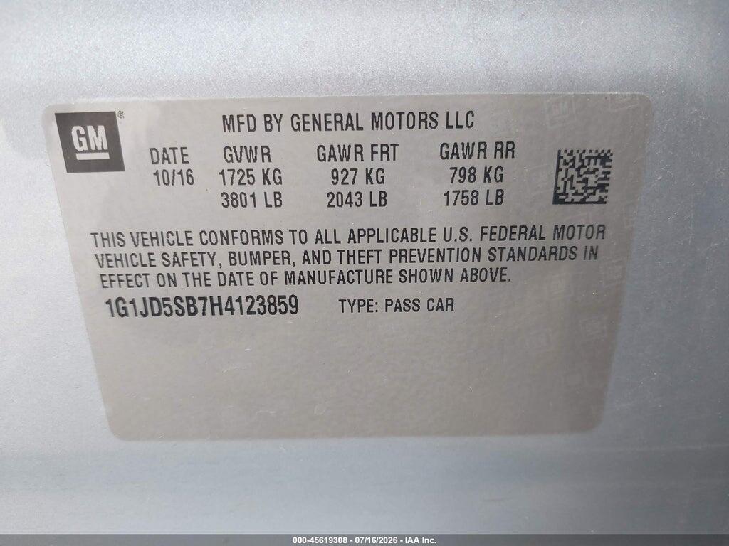 1G1JD5SB7H4123859 2017 CHEVROLET SONIC photo no. 9