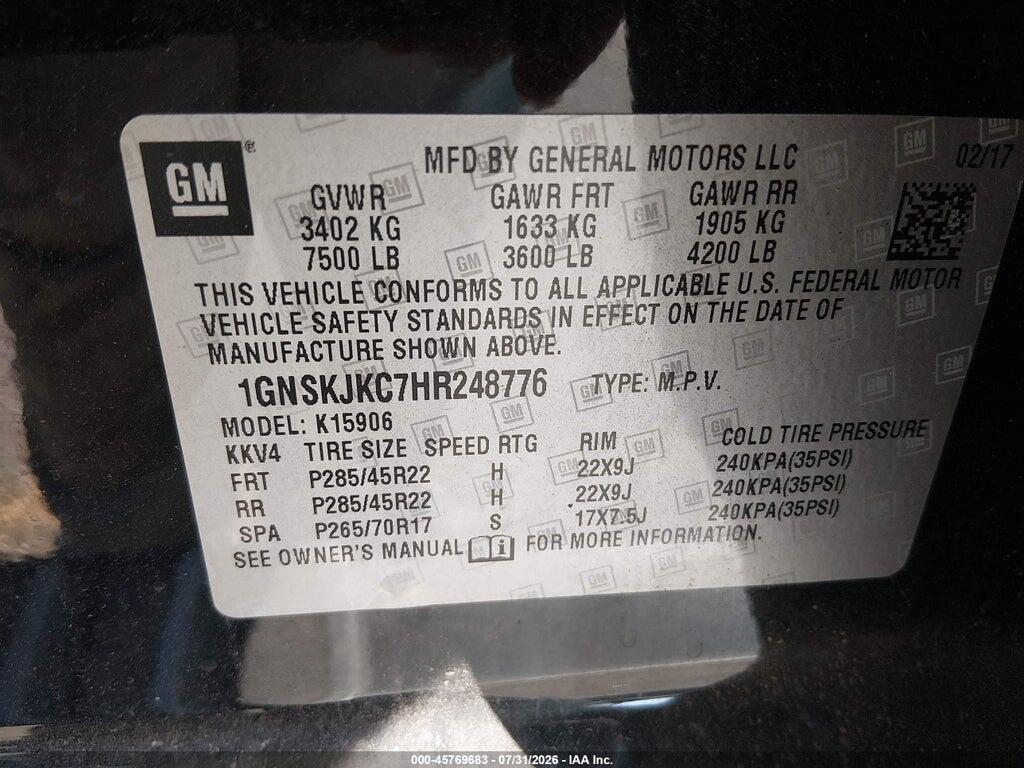 1GNSKJKC7HR248776 2017 CHEVROLET SUBURBAN photo no. 9