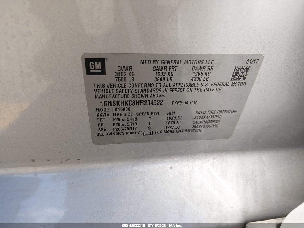 1GNSKHKC8HR204522 2017 CHEVROLET SUBURBAN photo no. 9