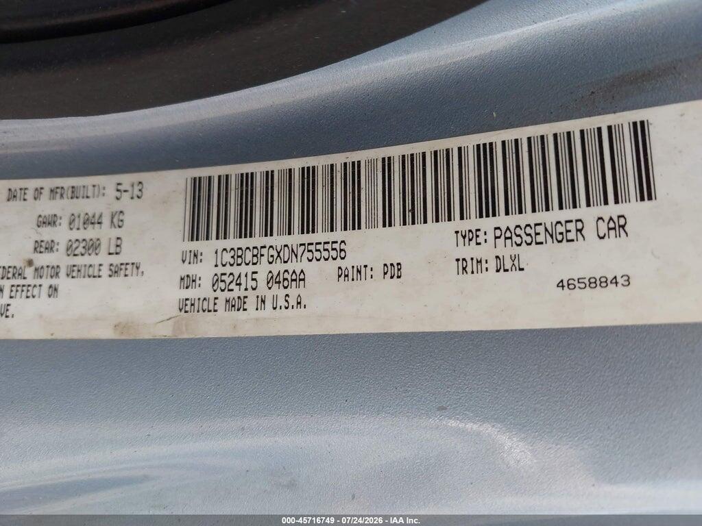 1C3BCBFGXDN755556 2013 CHRYSLER 200 photo no. 9