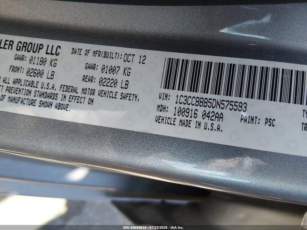 1C3CCBBB5DN575593 2013 CHRYSLER 200 photo no. 9