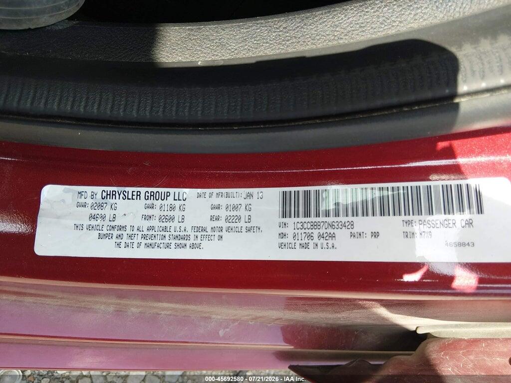 1C3CCBBB7DN633428 2013 CHRYSLER 200 photo no. 9