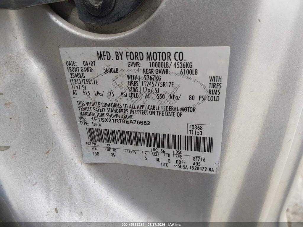 1FTSX21R78EA76682 2008 FORD F-250 photo no. 9