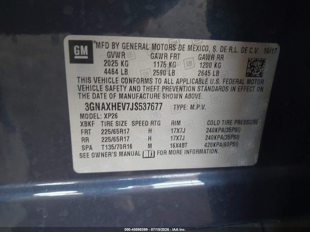 3GNAXHEV7JS537677 2018 CHEVROLET EQUINOX photo no. 8