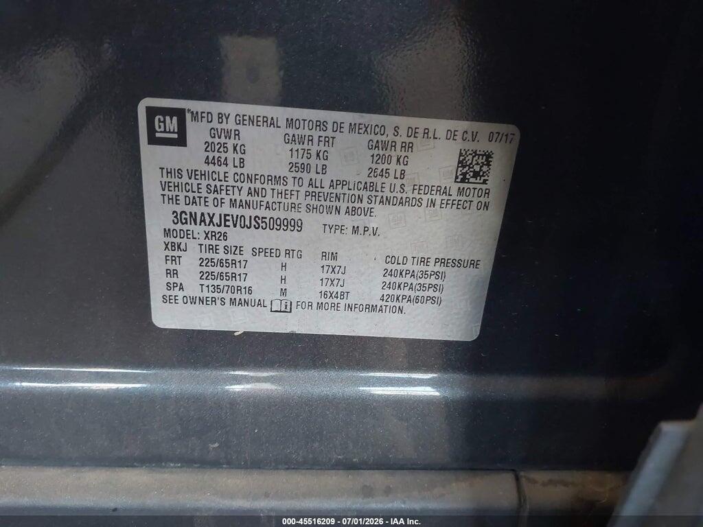3GNAXJEV0JS509999 2018 CHEVROLET EQUINOX photo no. 9