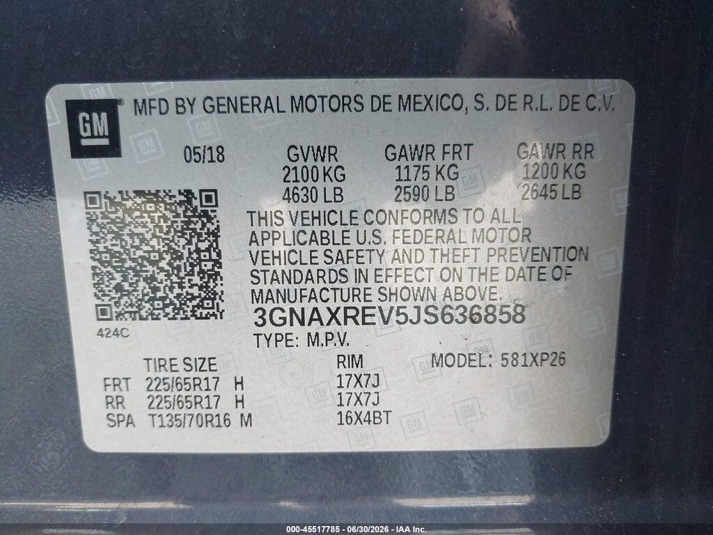 3GNAXREV5JS636858 2018 CHEVROLET EQUINOX photo no. 9