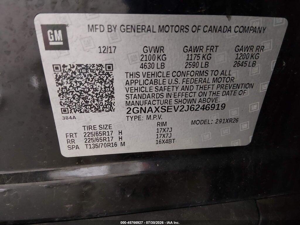 2GNAXSEV2J6246919 2018 CHEVROLET EQUINOX photo no. 9