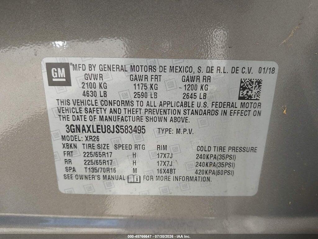 3GNAXLEU8JS583495 2018 CHEVROLET EQUINOX photo no. 9
