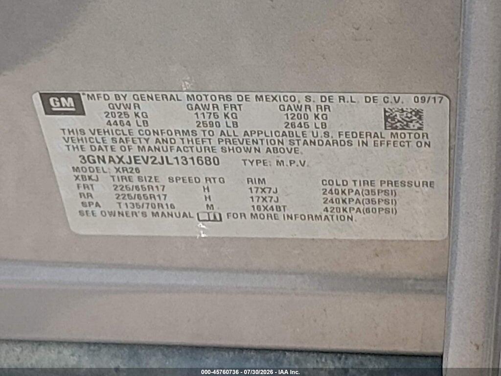 3GNAXJEV2JL131680 2018 CHEVROLET EQUINOX photo no. 9