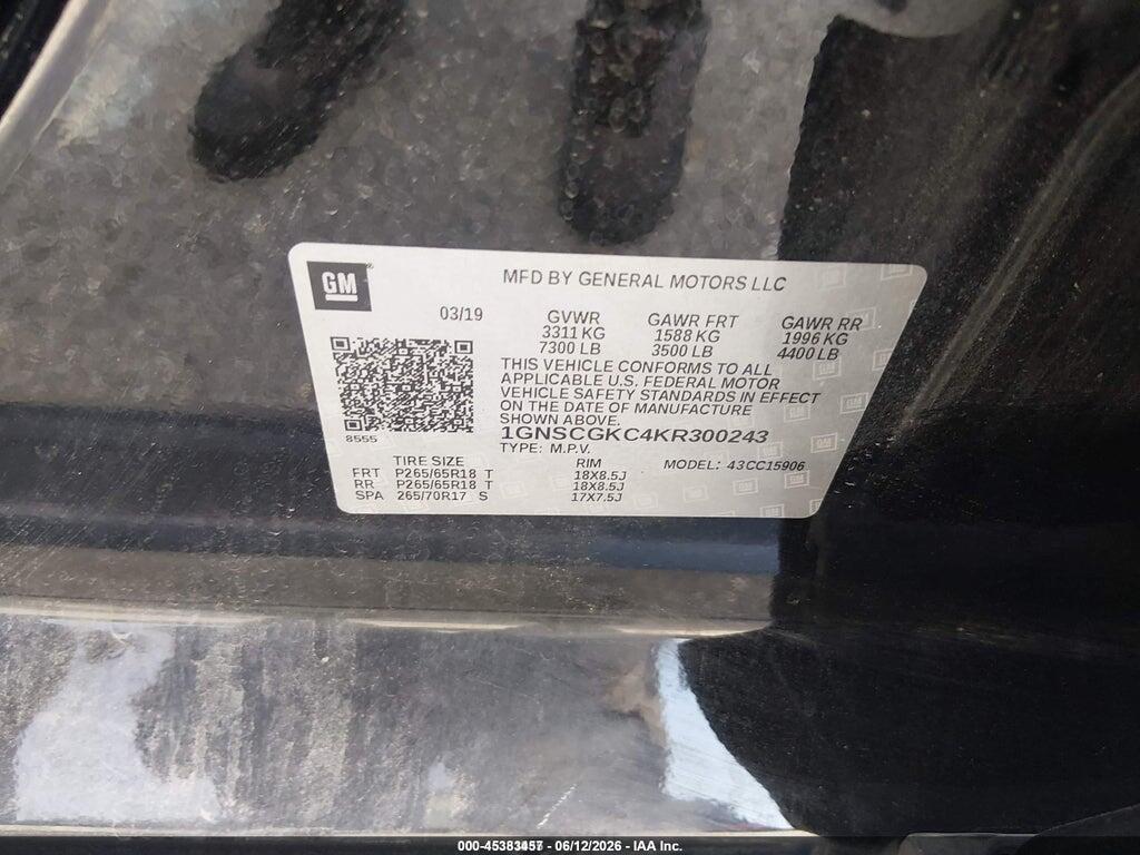 1GNSCGKC4KR300243 2019 CHEVROLET SUBURBAN photo no. 9