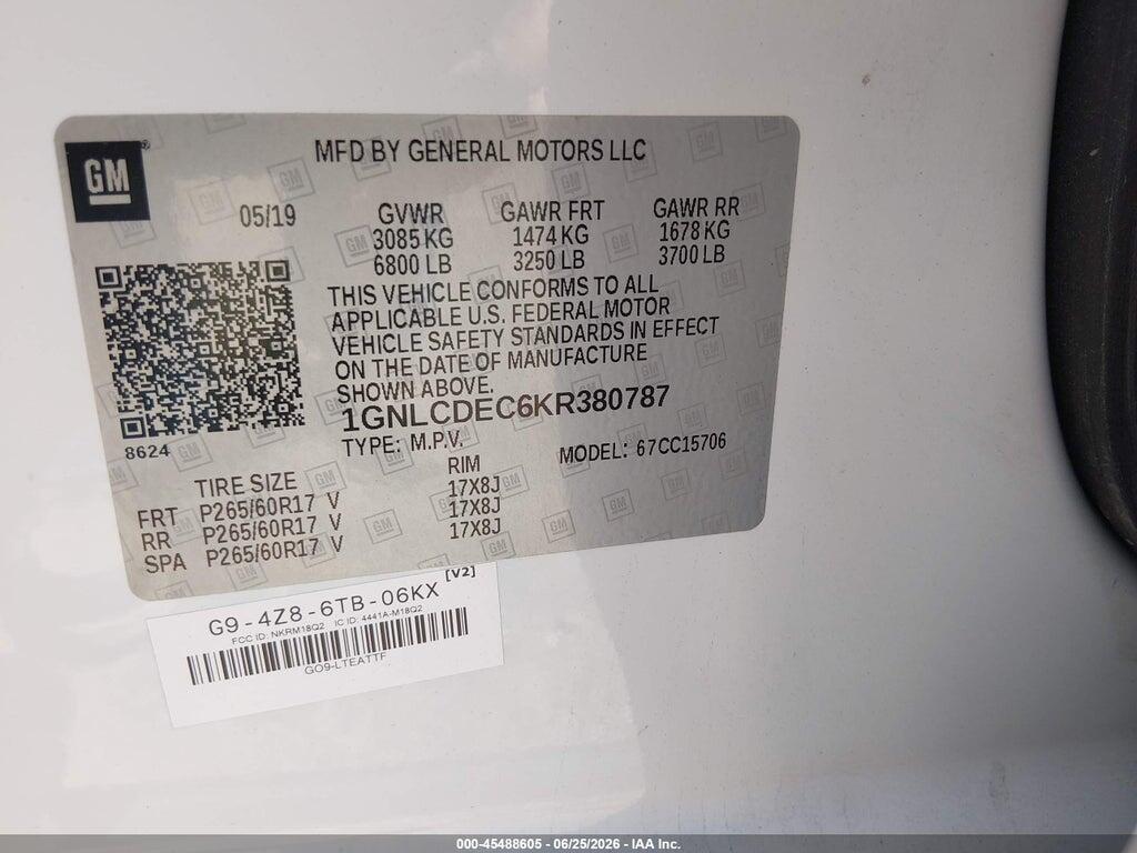 1GNLCDEC6KR380787 2019 CHEVROLET TAHOE photo no. 9