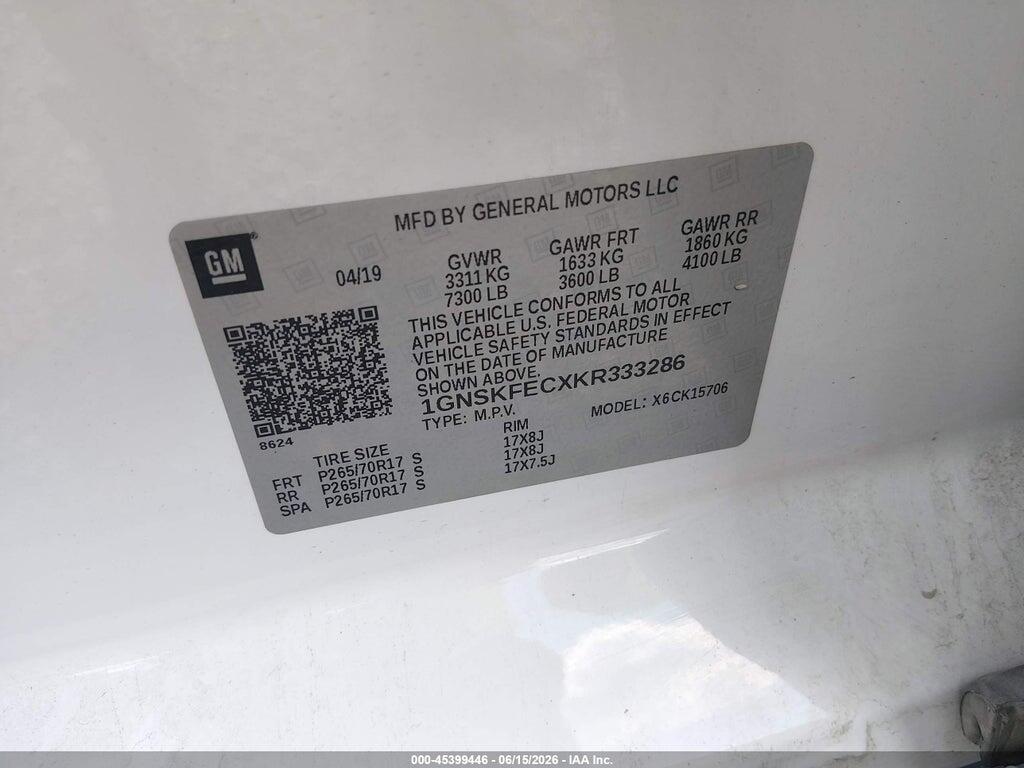 1GNSKFECXKR333286 2019 CHEVROLET TAHOE photo no. 9