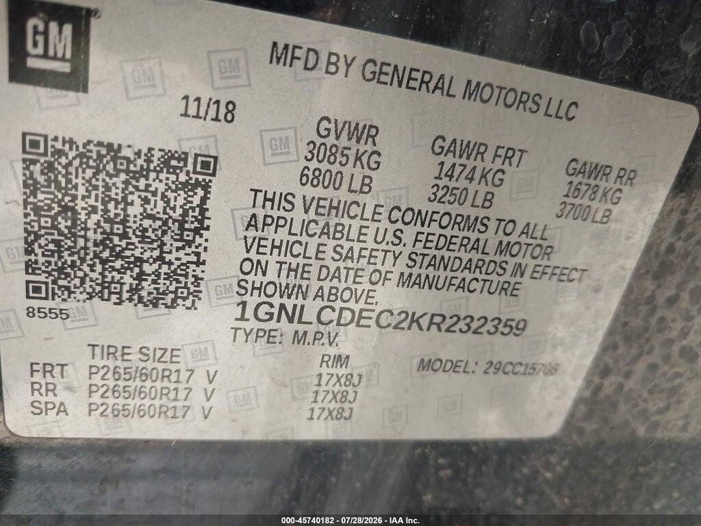 1GNLCDEC2KR232359 2019 CHEVROLET TAHOE photo no. 9
