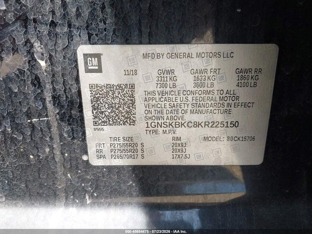 1GNSKBKC8KR225150 2019 CHEVROLET TAHOE photo no. 9