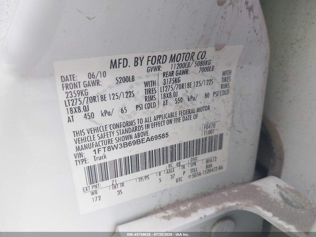 1FT8W3B69BEA69585 2011 FORD F-350 photo no. 9