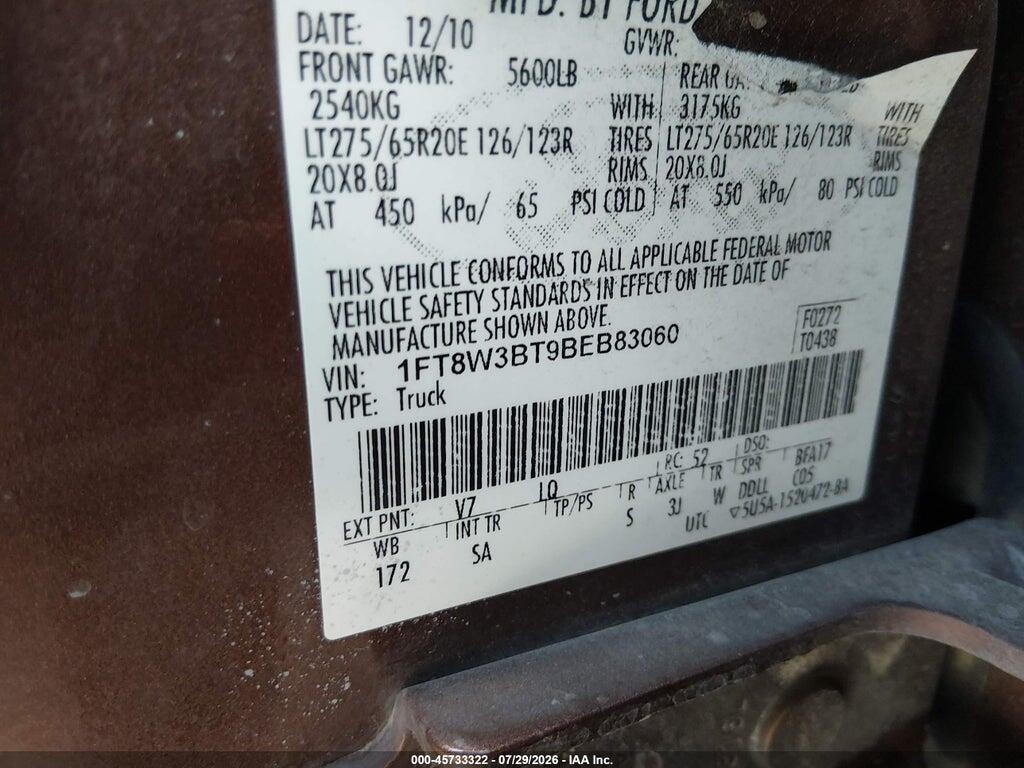 1FT8W3BT9BEB83060 2011 FORD F-350 photo no. 8