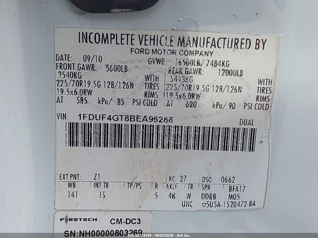 1FDUF4GT8BEA96288 2011 FORD F-450 CHASSIS photo no. 8