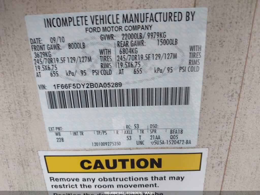 1F66F5DY2B0A05289 2011 FORD F53 photo no. 9
