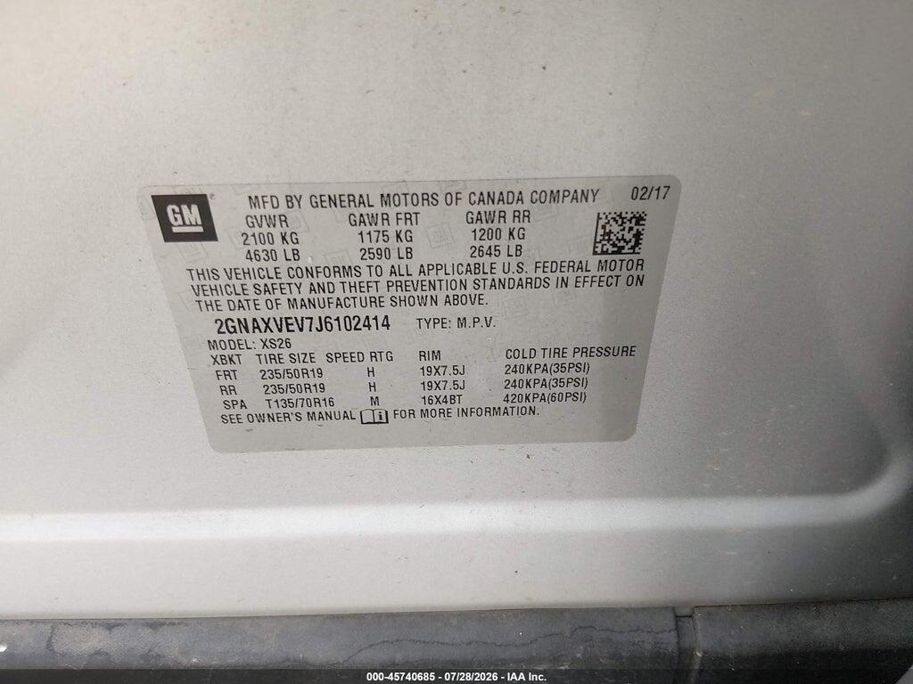 2GNAXVEV7J6102414 2018 CHEVROLET EQUINOX photo no. 9