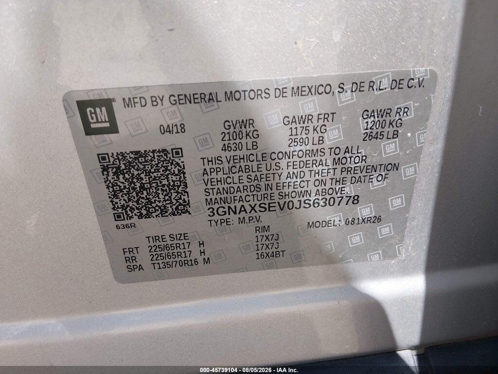 3GNAXSEV0JS630778 2018 CHEVROLET EQUINOX photo no. 9