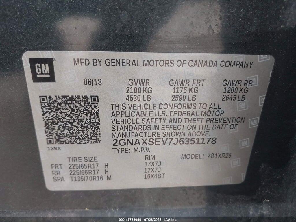 2GNAXSEV7J6351178 2018 CHEVROLET EQUINOX photo no. 9