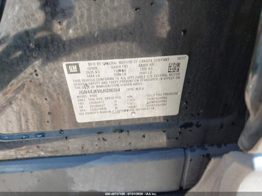 2GNAXJEV0J6206364 2018 CHEVROLET EQUINOX photo no. 9