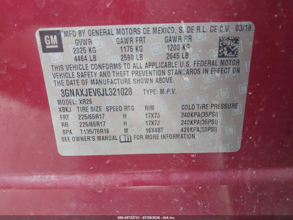 3GNAXJEV6JL321028 2018 CHEVROLET EQUINOX photo no. 9