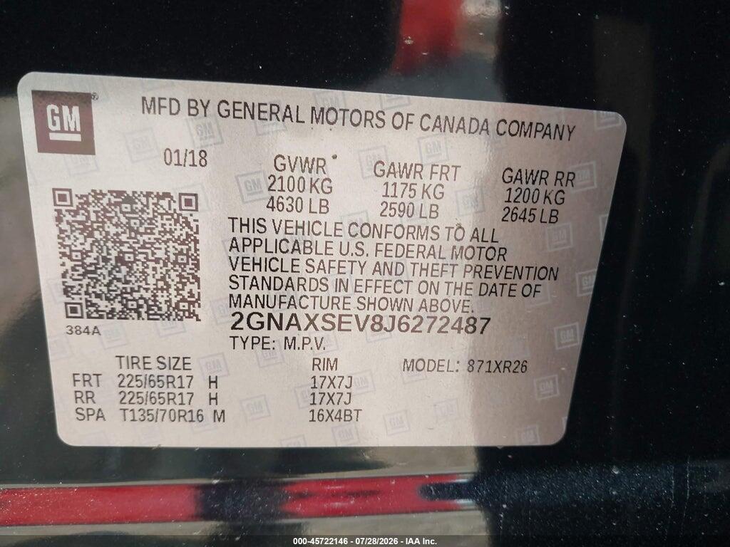 2GNAXSEV8J6272487 2018 CHEVROLET EQUINOX photo no. 9