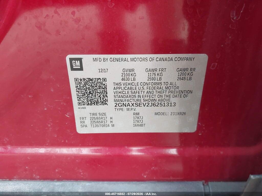 2GNAXSEV2J6251313 2018 CHEVROLET EQUINOX photo no. 9