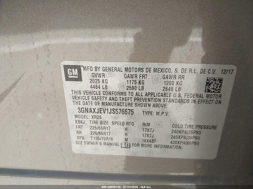 3GNAXJEV1JS576675 2018 CHEVROLET EQUINOX photo no. 9