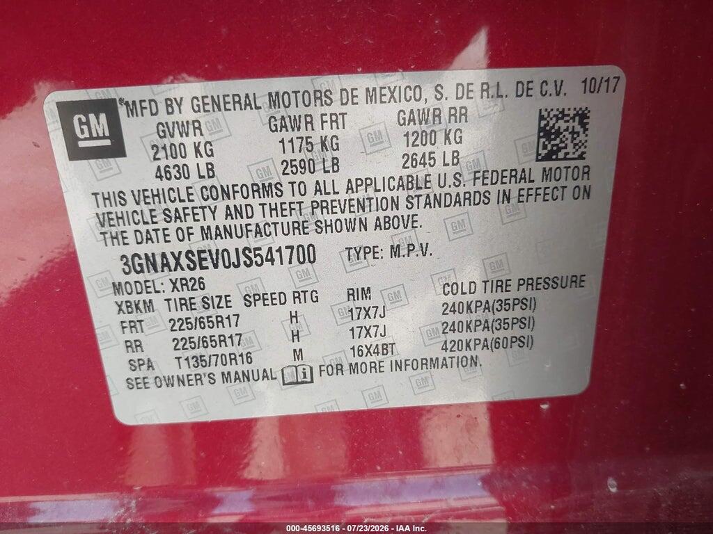 3GNAXSEV0JS541700 2018 CHEVROLET EQUINOX photo no. 9