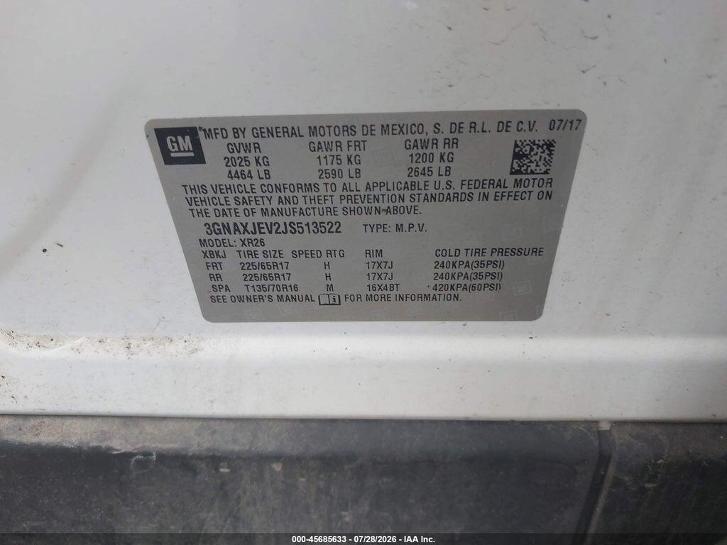 3GNAXJEV2JS513522 2018 CHEVROLET EQUINOX photo no. 9