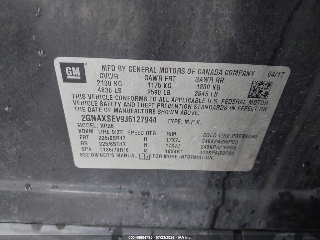 2GNAXSEV9J6127944 2018 CHEVROLET EQUINOX photo no. 9