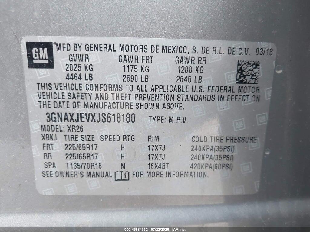 3GNAXJEVXJS618180 2018 CHEVROLET EQUINOX photo no. 9