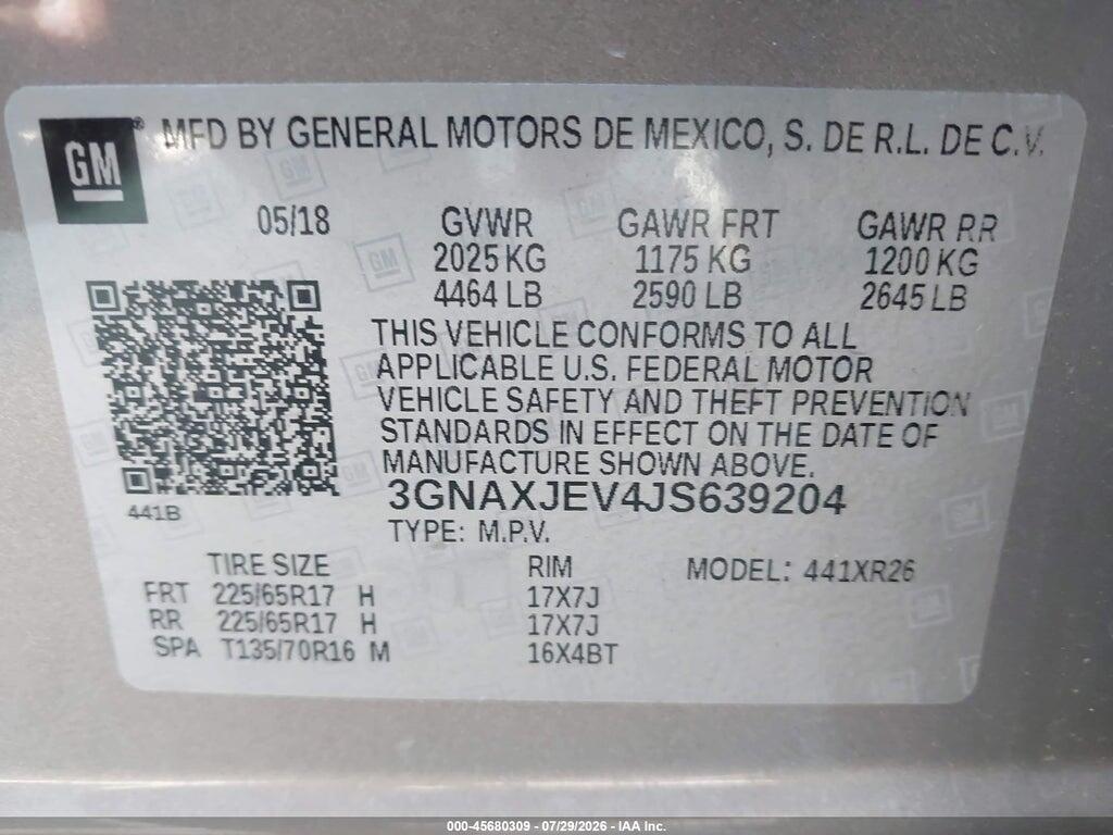 3GNAXJEV4JS639204 2018 CHEVROLET EQUINOX photo no. 9