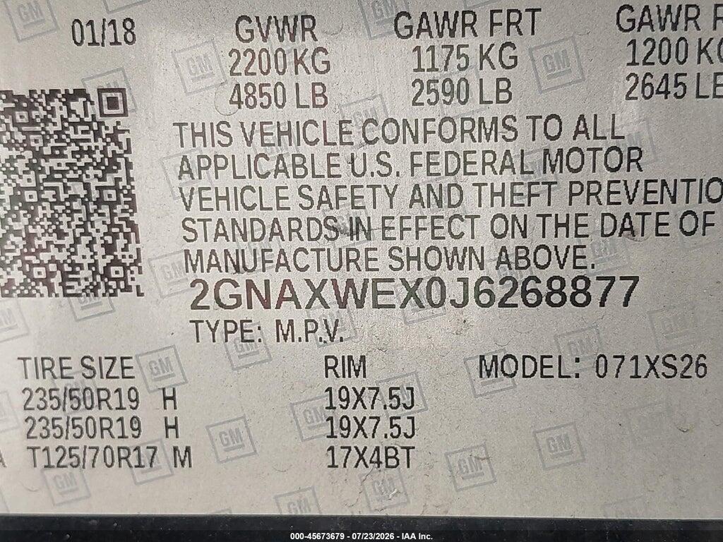 2GNAXWEX0J6268877 2018 CHEVROLET EQUINOX photo no. 9