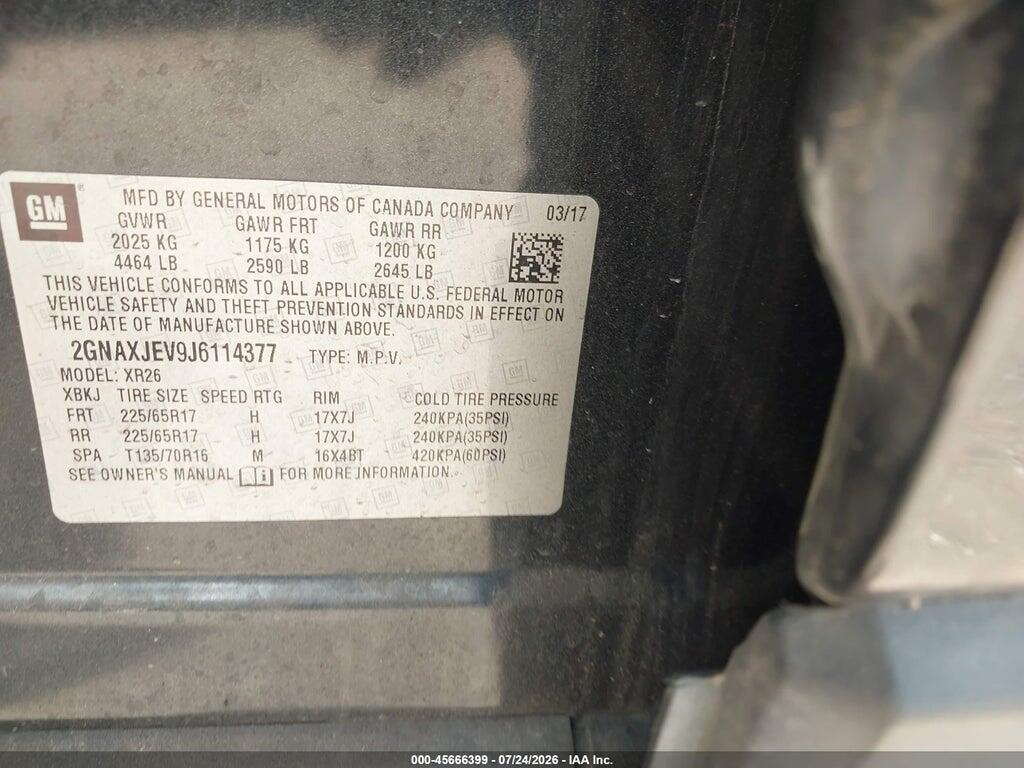 2GNAXJEV9J6114377 2018 CHEVROLET EQUINOX photo no. 9