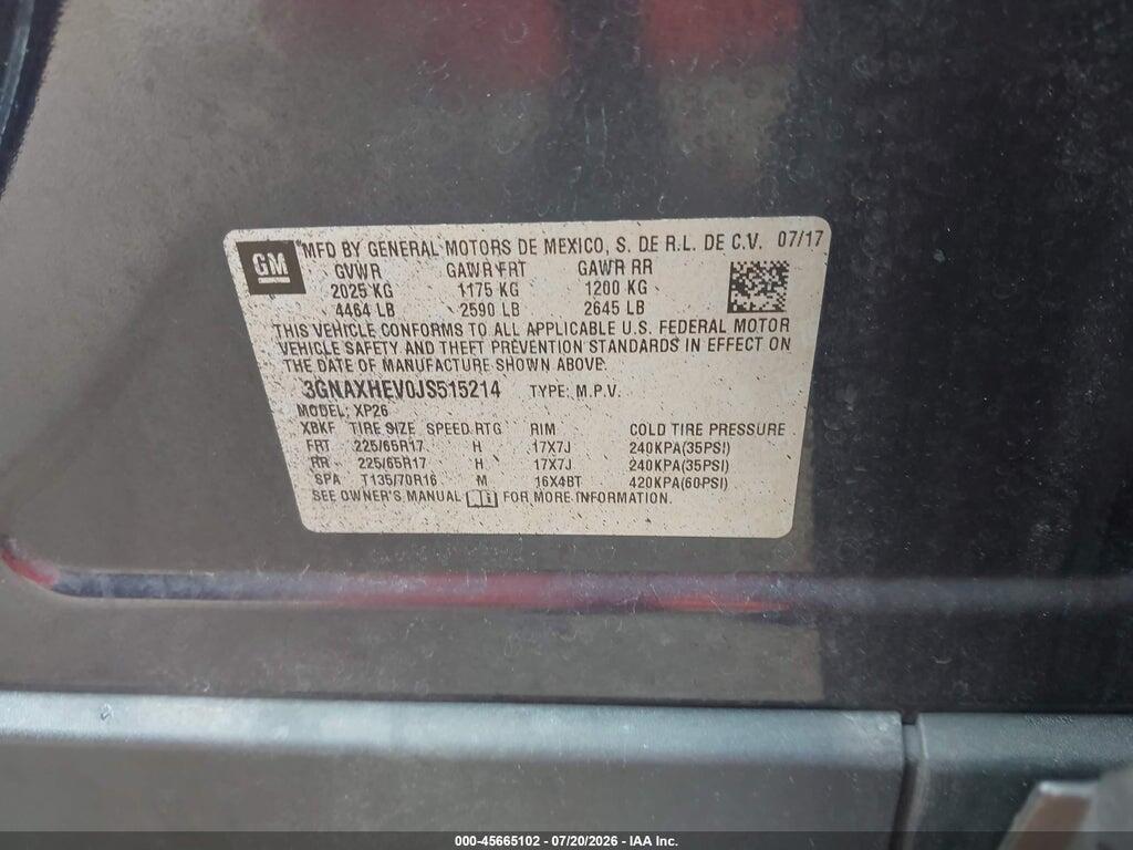 3GNAXHEV0JS515214 2018 CHEVROLET EQUINOX photo no. 9