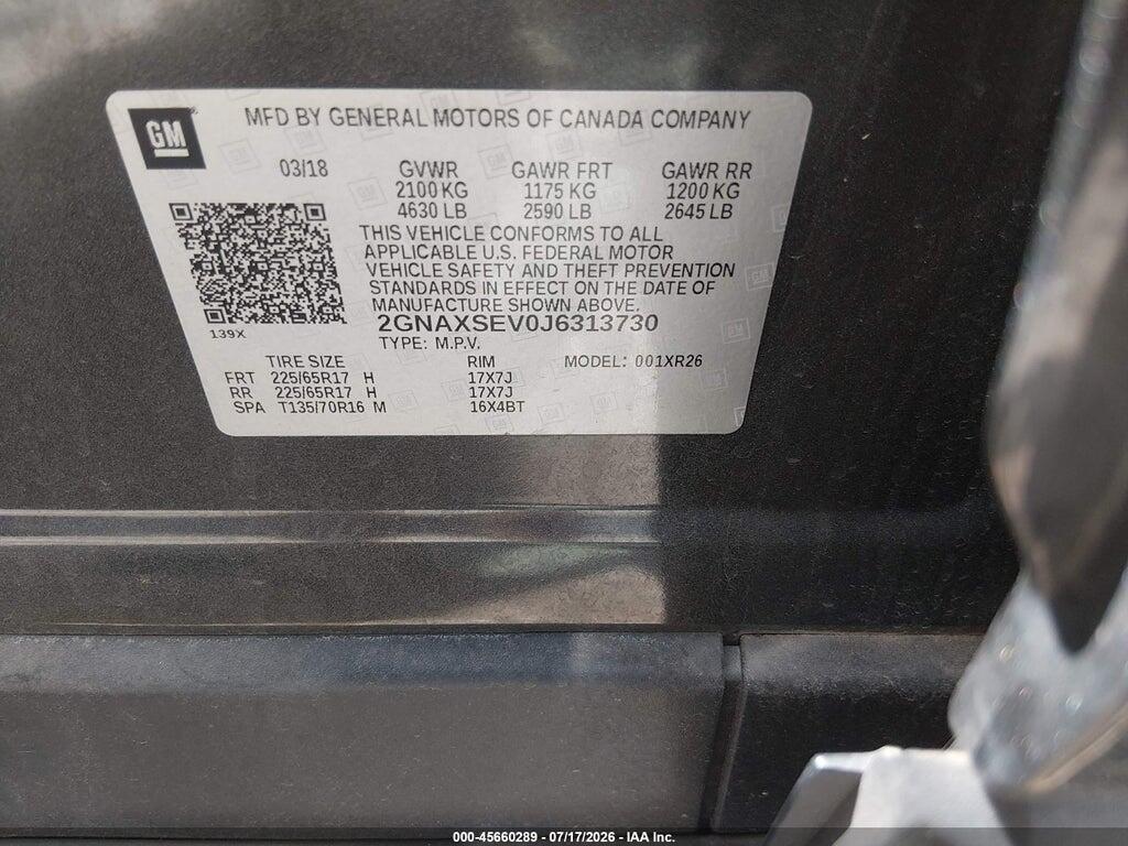 2GNAXSEV0J6313730 2018 CHEVROLET EQUINOX photo no. 9