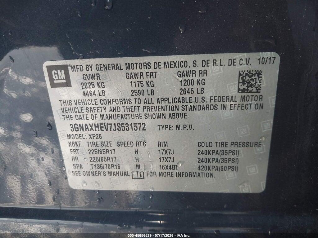 3GNAXHEV7JS531572 2018 CHEVROLET EQUINOX photo no. 9