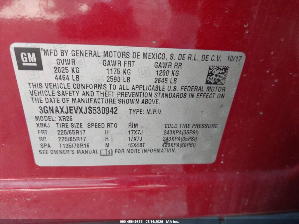 3GNAXJEVXJS530942 2018 CHEVROLET EQUINOX photo no. 9