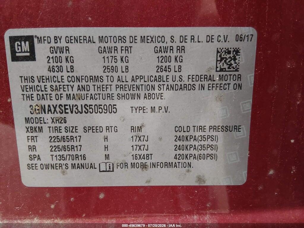 3GNAXSEV3JS505905 2018 CHEVROLET EQUINOX photo no. 9
