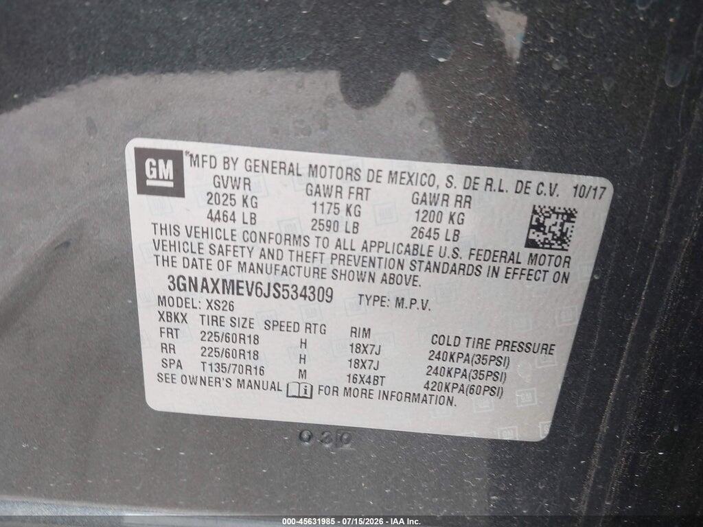 3GNAXMEV6JS534309 2018 CHEVROLET EQUINOX photo no. 9