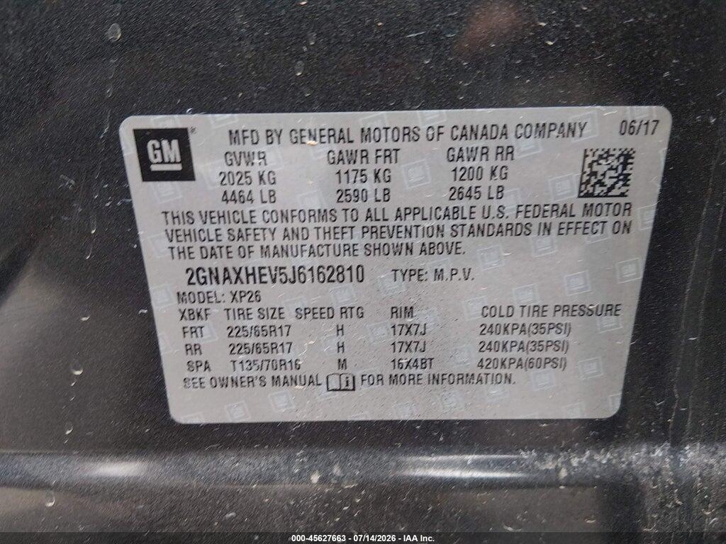 2GNAXHEV5J6162810 2018 CHEVROLET EQUINOX photo no. 9