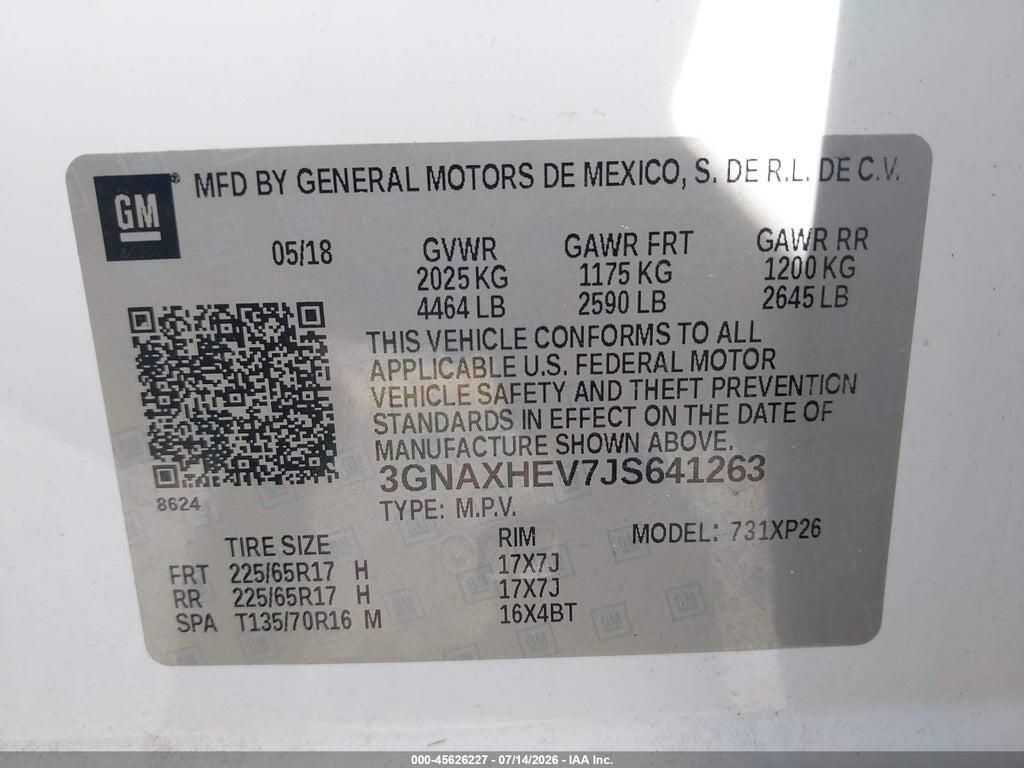 3GNAXHEV7JS641263 2018 CHEVROLET EQUINOX photo no. 9