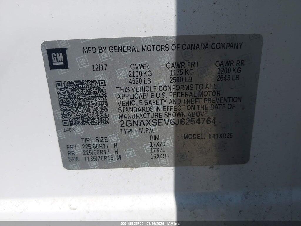 2GNAXSEV6J6254764 2018 CHEVROLET EQUINOX photo no. 9