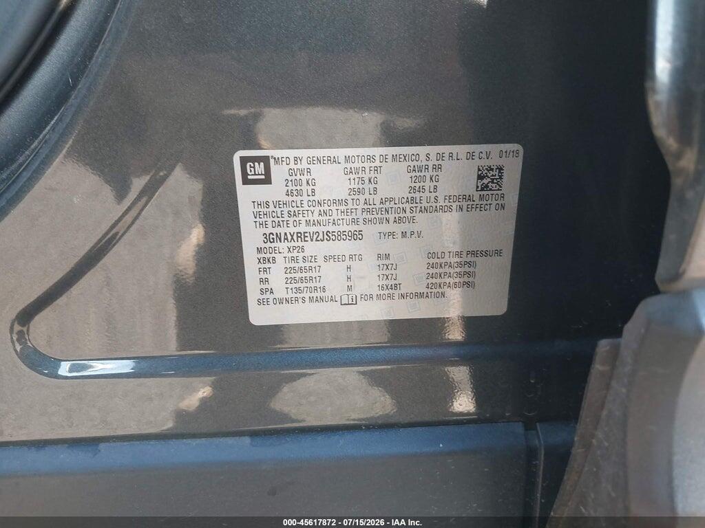 3GNAXREV2JS585965 2018 CHEVROLET EQUINOX photo no. 9