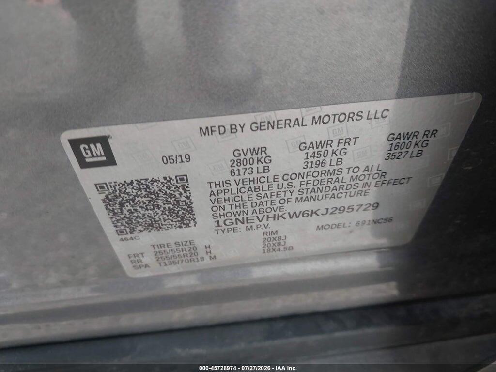 1GNEVHKW6KJ295729 2019 CHEVROLET TRAVERSE photo no. 9