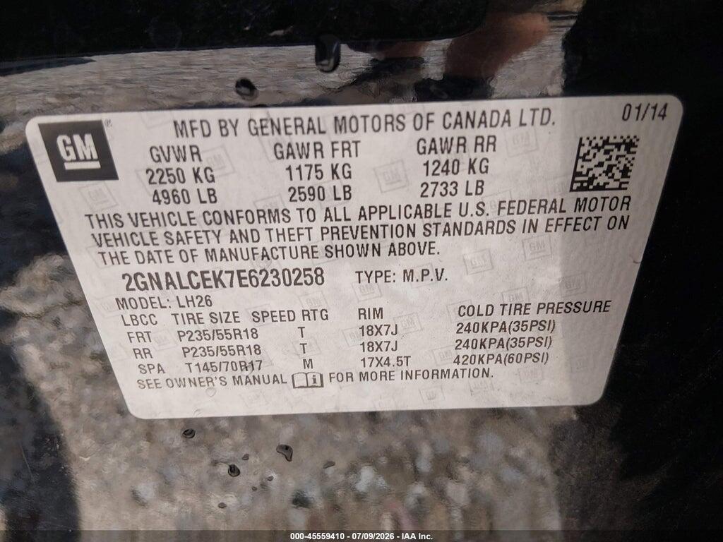 2GNALCEK7E6230258 2014 CHEVROLET EQUINOX photo no. 9